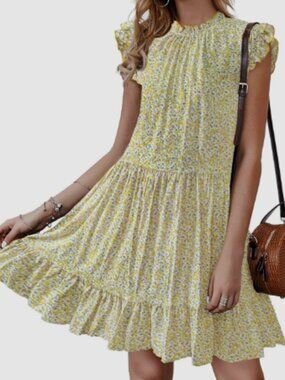 Kirundo NWT size L mock neck tiered ruffle floral feminine summer dress